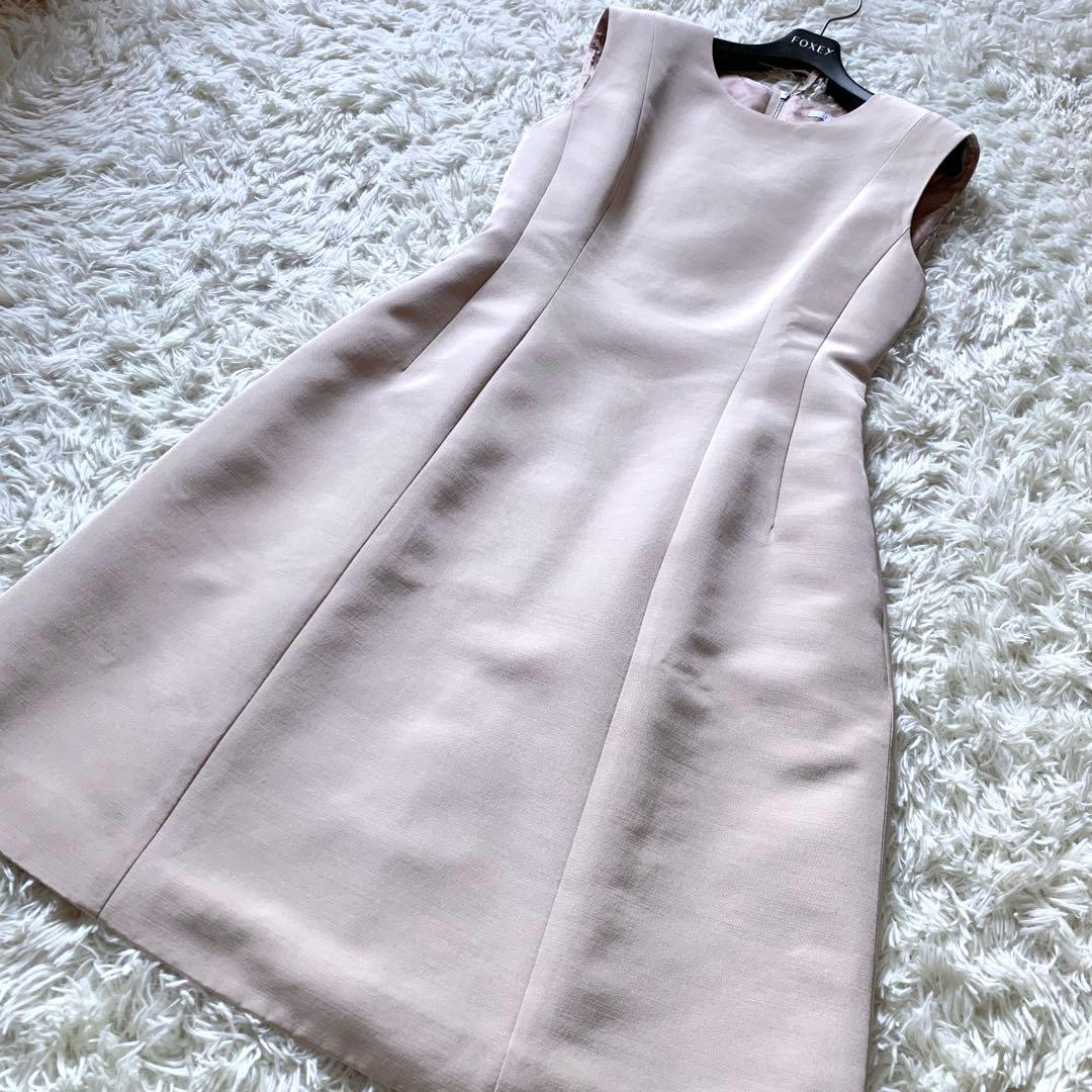 未使用級✨定価14万 フォクシー ミュゲ ウールシルクワンピースドレス 40