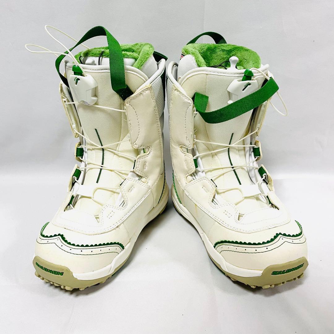【美品】SALOMON サロモン スノーボードブーツ 23.5cm 白×緑