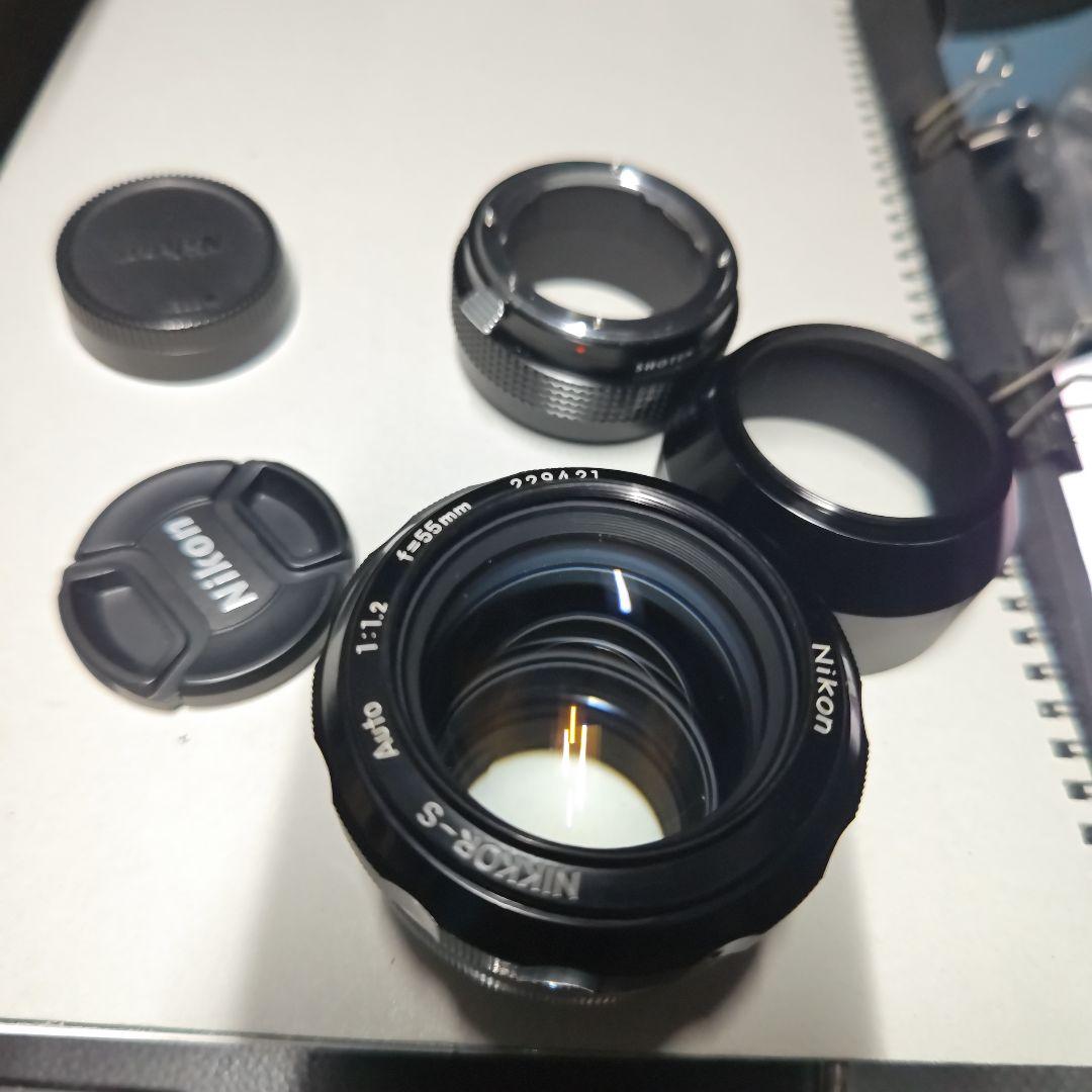 Nikkor-S auto 55mm f/1.2 +F→Zアダプター+フード