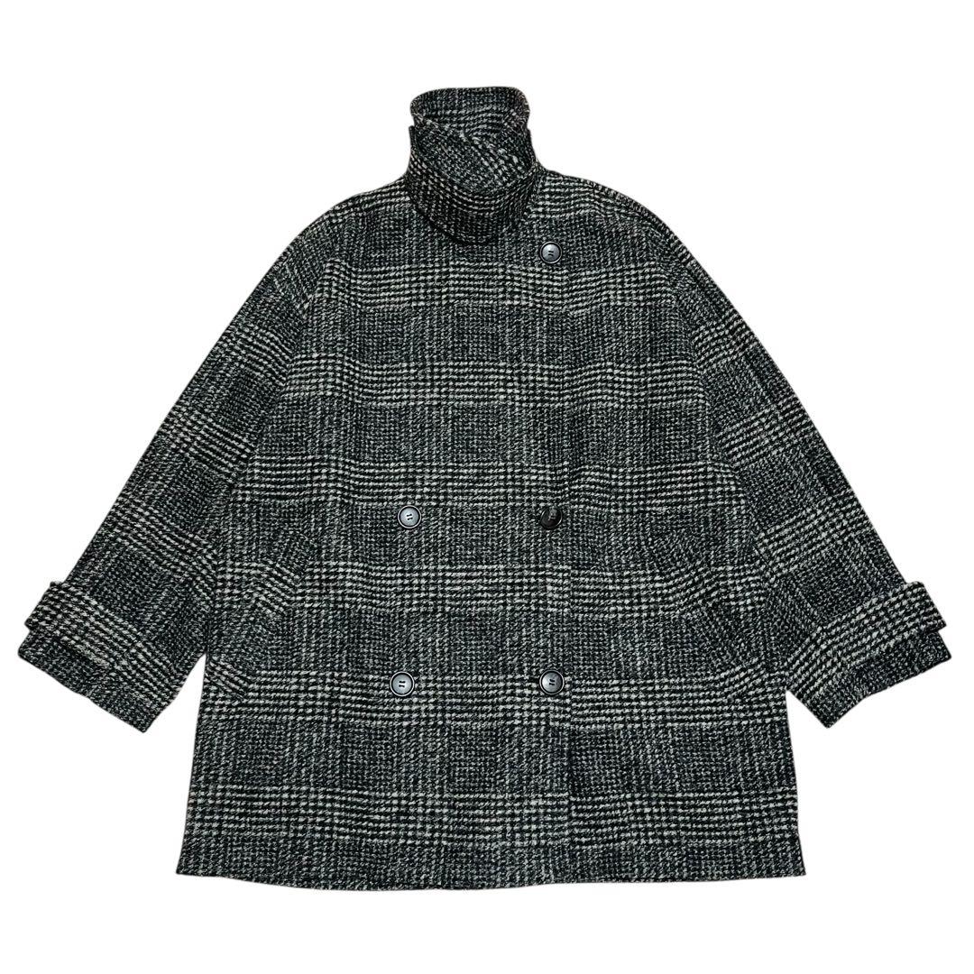 美品 24AW Spick & Span Wスライバーチェックハーフコート　黒