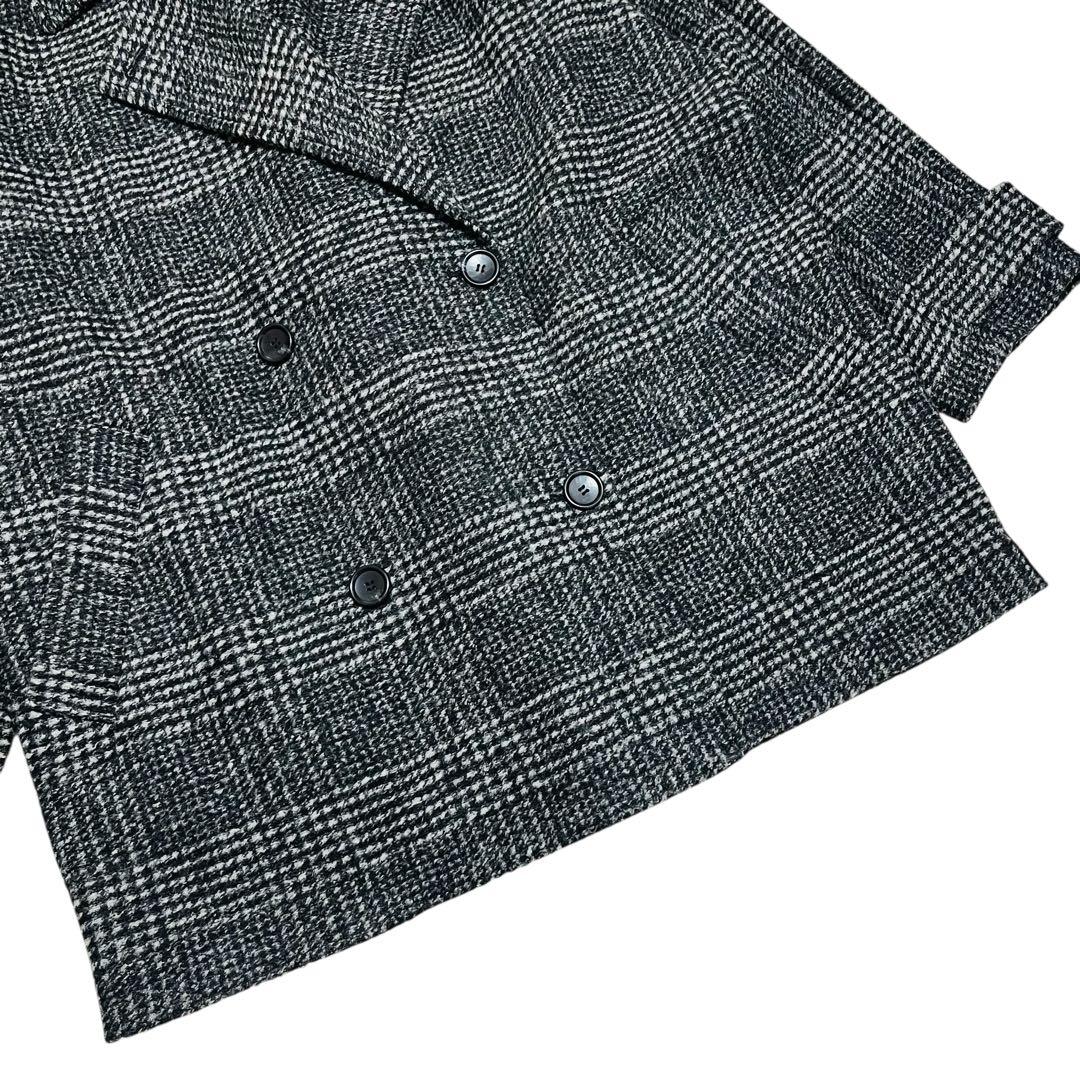 美品 24AW Spick & Span Wスライバーチェックハーフコート　黒