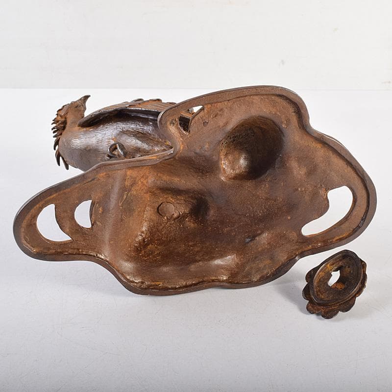 龍ちゃん　時代金工　蝋型鋳銅　古銅　鷹　香炉　置物　U　R8804