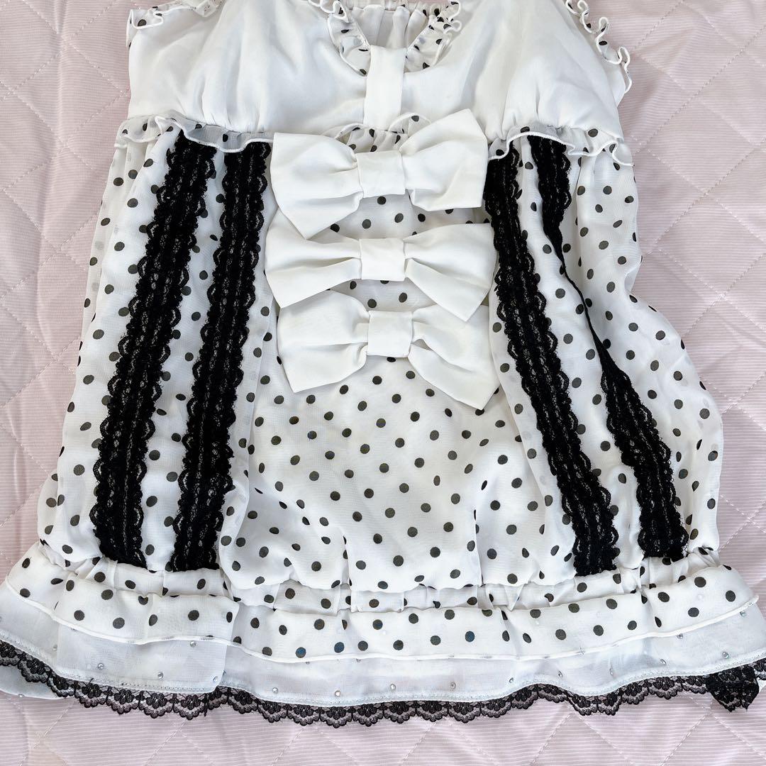 トゥララ ホワイトリボン レースフリルドット柄 キャミソール リズリサ系