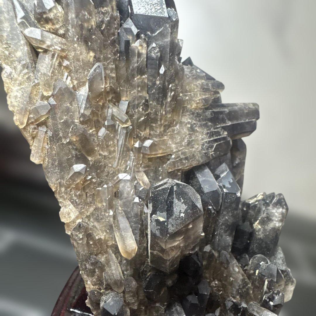 【高品質】スモーキークォーツ クラスター 2点セット 台座付