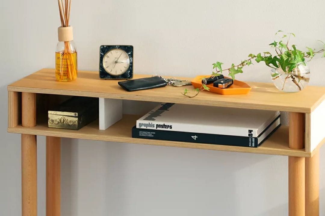 【イデアコ】ideaco 机 パソコン台 天然木 勉強机 キャビネット