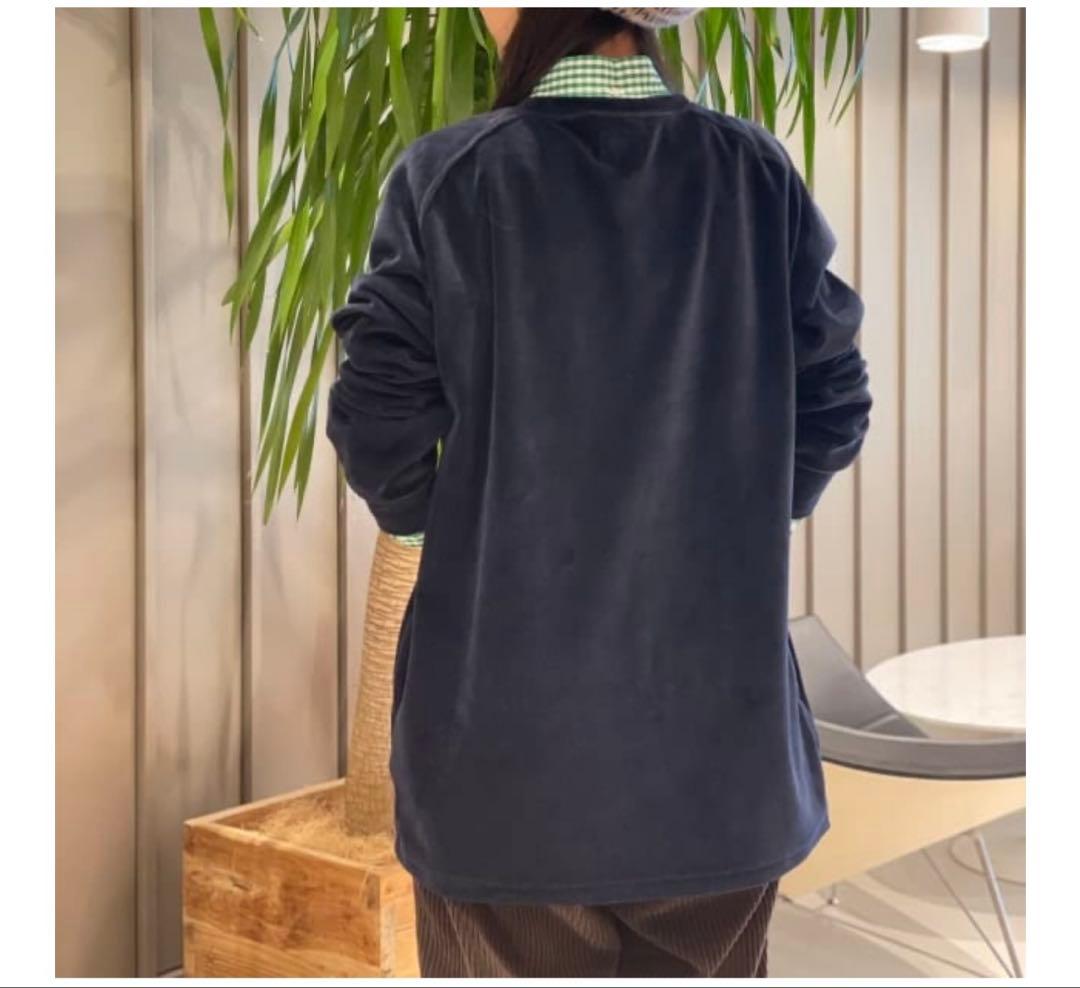 needles✖️beams boy ベロアクルー　ネイビー