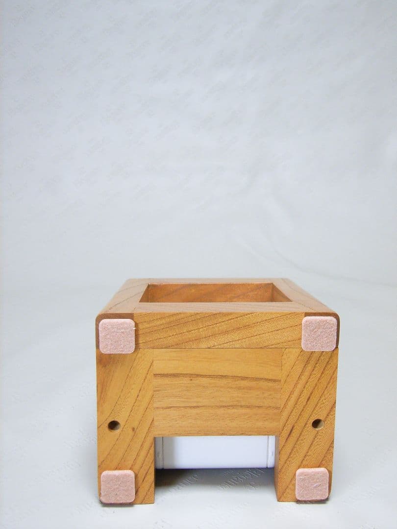 S012総欅板材ハンドル付き斜め型電波目覚まし時計（カシオTQT−351NJ使用