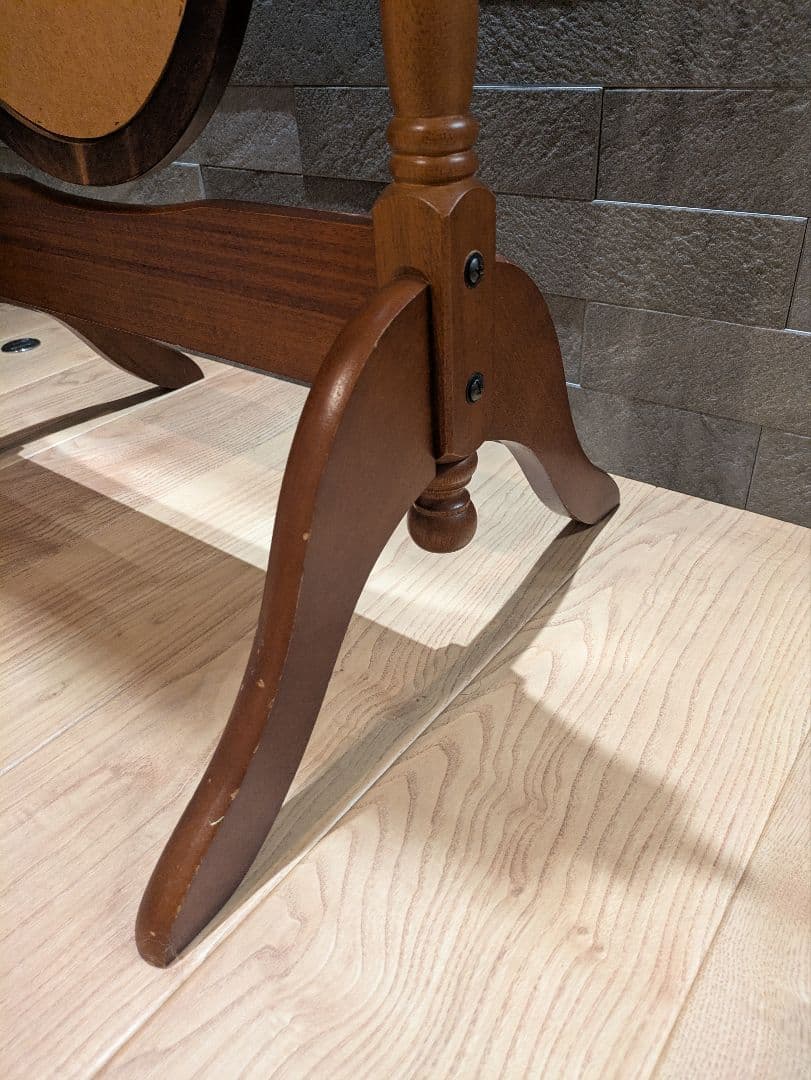 【アンティーク】ナチュラル木製スタンドミラー 姿見 全身鏡 オーバルデザイン