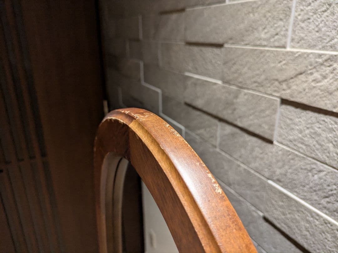 【アンティーク】ナチュラル木製スタンドミラー 姿見 全身鏡 オーバルデザイン