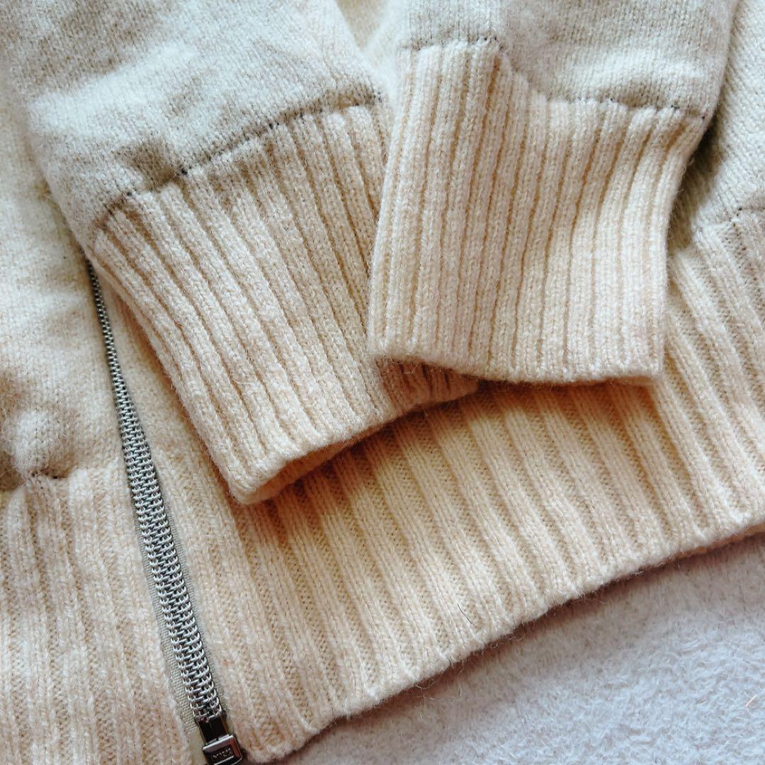 美品　マークアンドロナ　裏地付　ニットジャケット　ジップ　防風　白　ホワイト