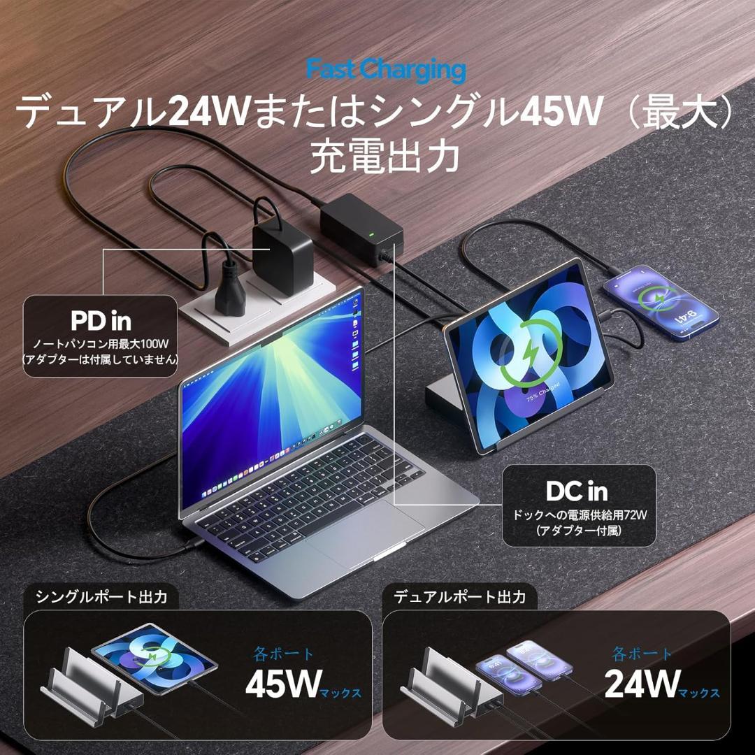 19-in-1 ドッキングステーション 3画面 4K MacBook