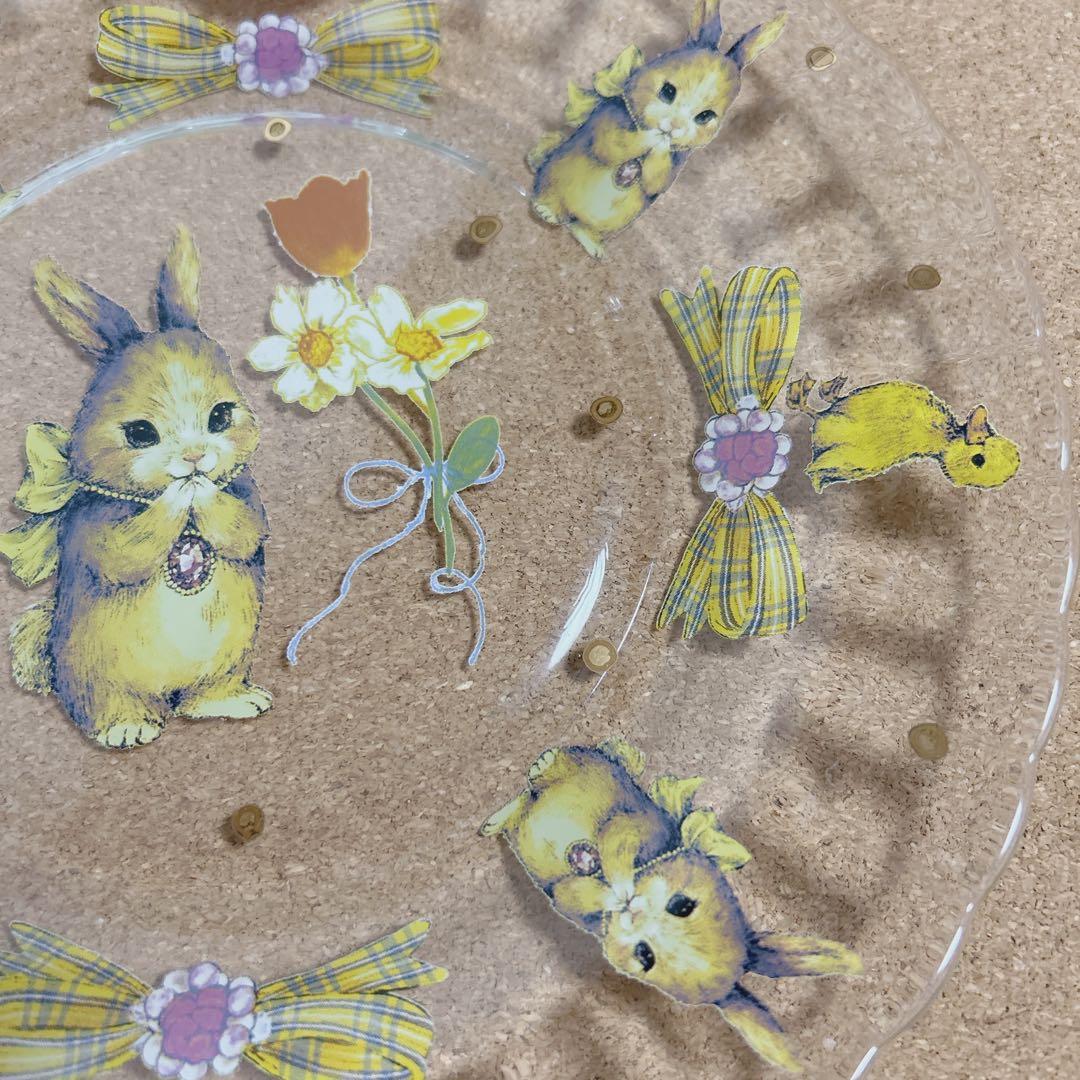 最終価格＊yukiemon コラージュアートプレート　おいのりうさちゃん