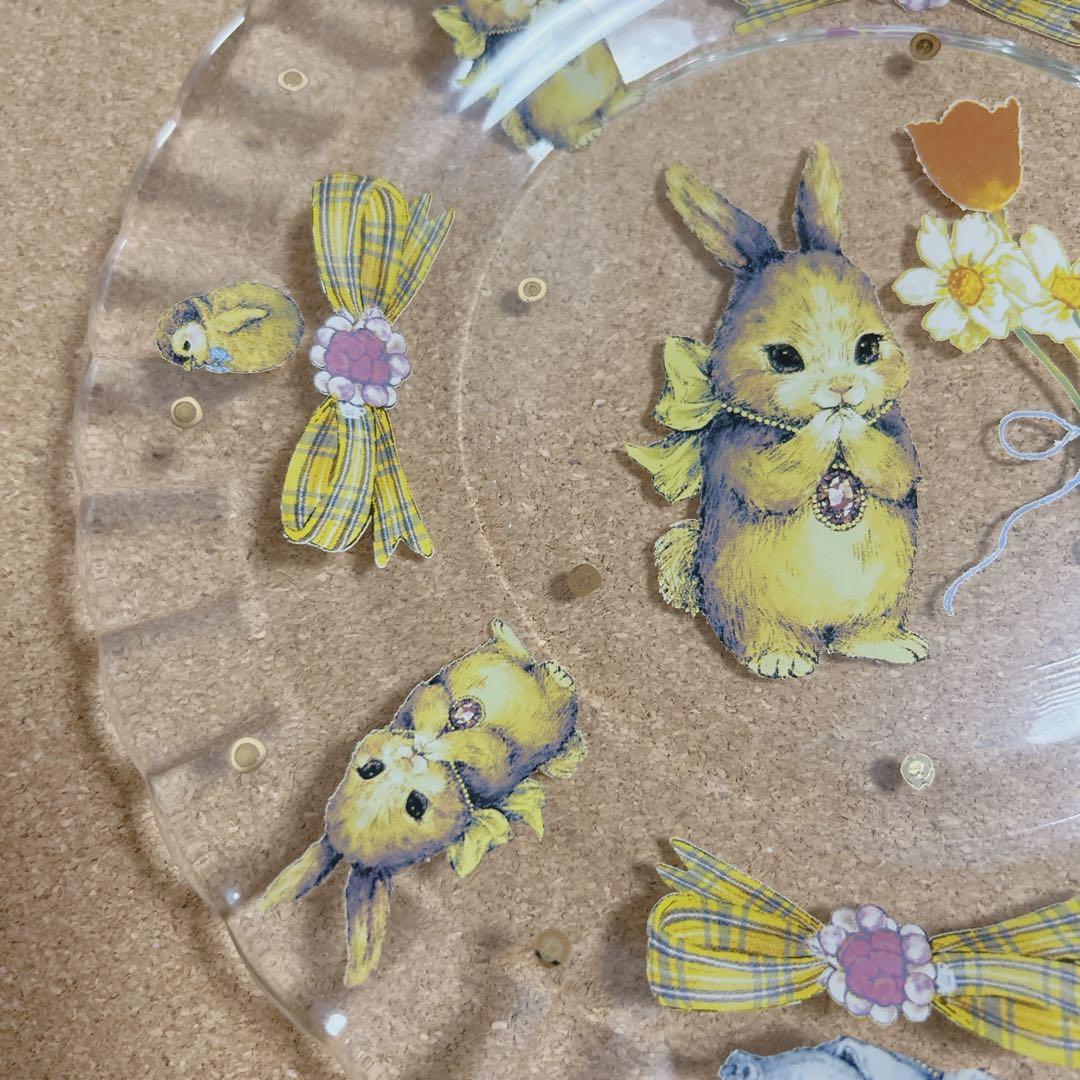 最終価格＊yukiemon コラージュアートプレート　おいのりうさちゃん