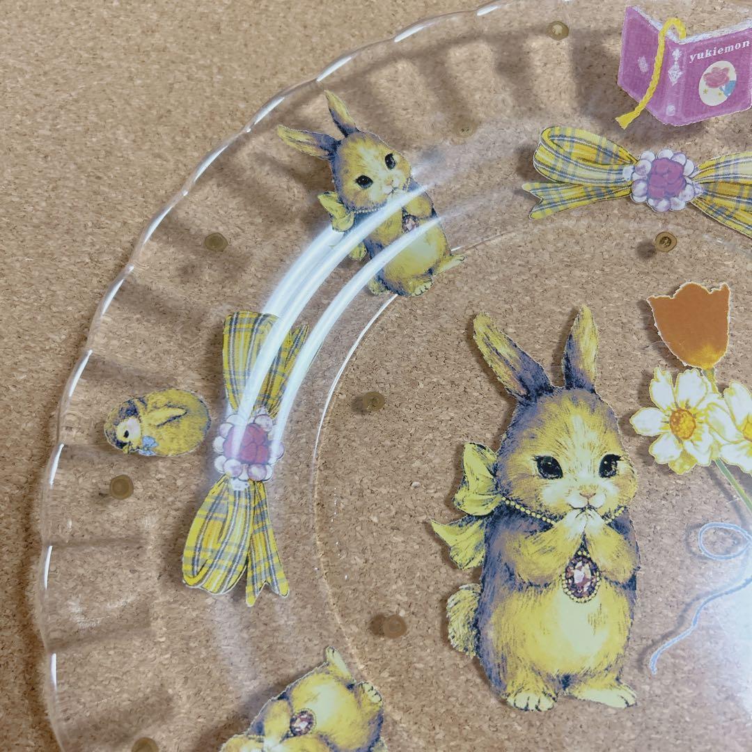 最終価格＊yukiemon コラージュアートプレート　おいのりうさちゃん