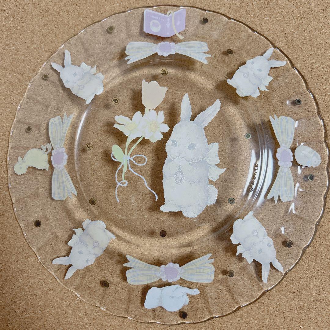 最終価格＊yukiemon コラージュアートプレート　おいのりうさちゃん