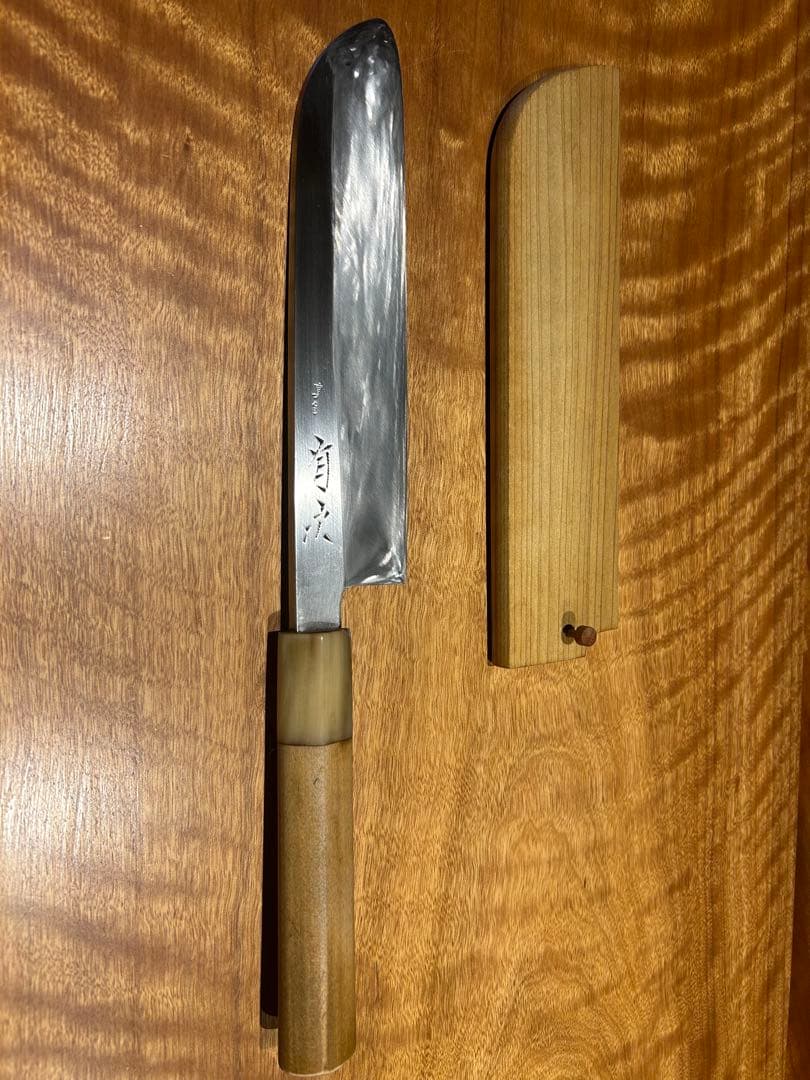 京都有次　水焼　本焼　薄刃包丁　鞘付き
