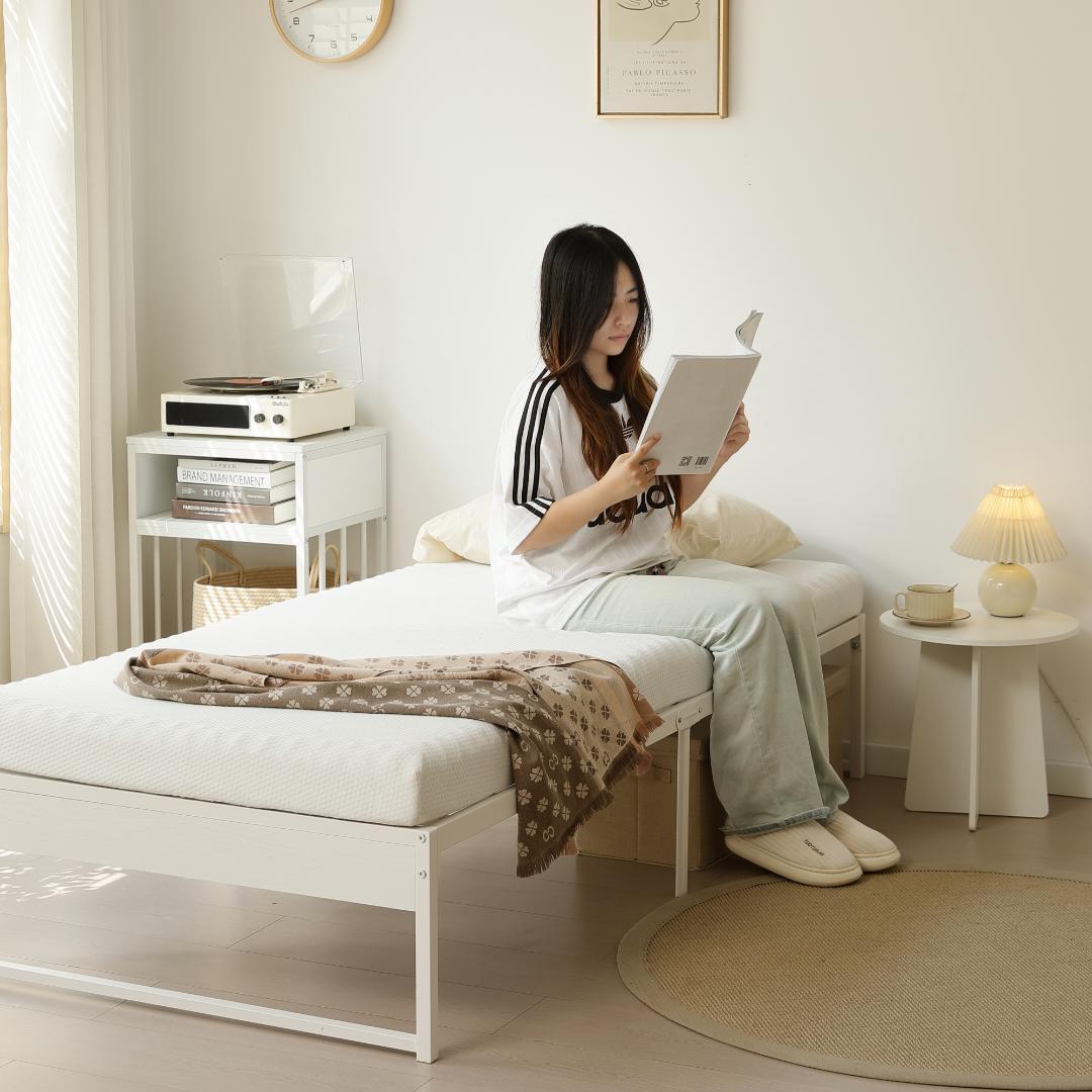 超人気！【シングル S】ベッドフレーム パイプベッド White