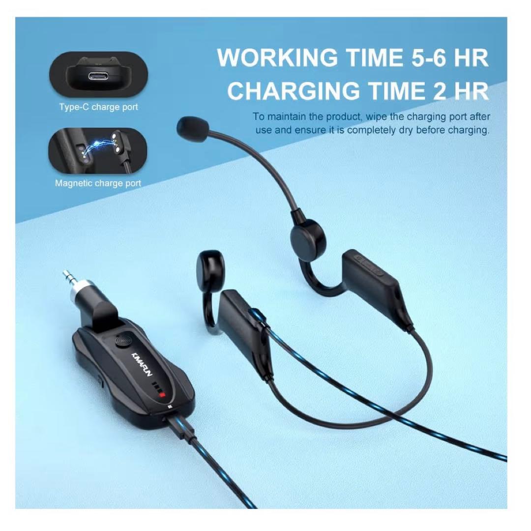 ワイヤレス　完全防水マイク KIMAFUN2.4G 無線　ヘッドセット