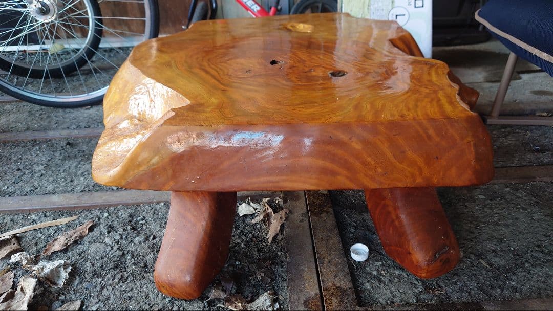 ちゃぶ台 高級感 木製座卓 自然な形状 茶色 花台 飾り台