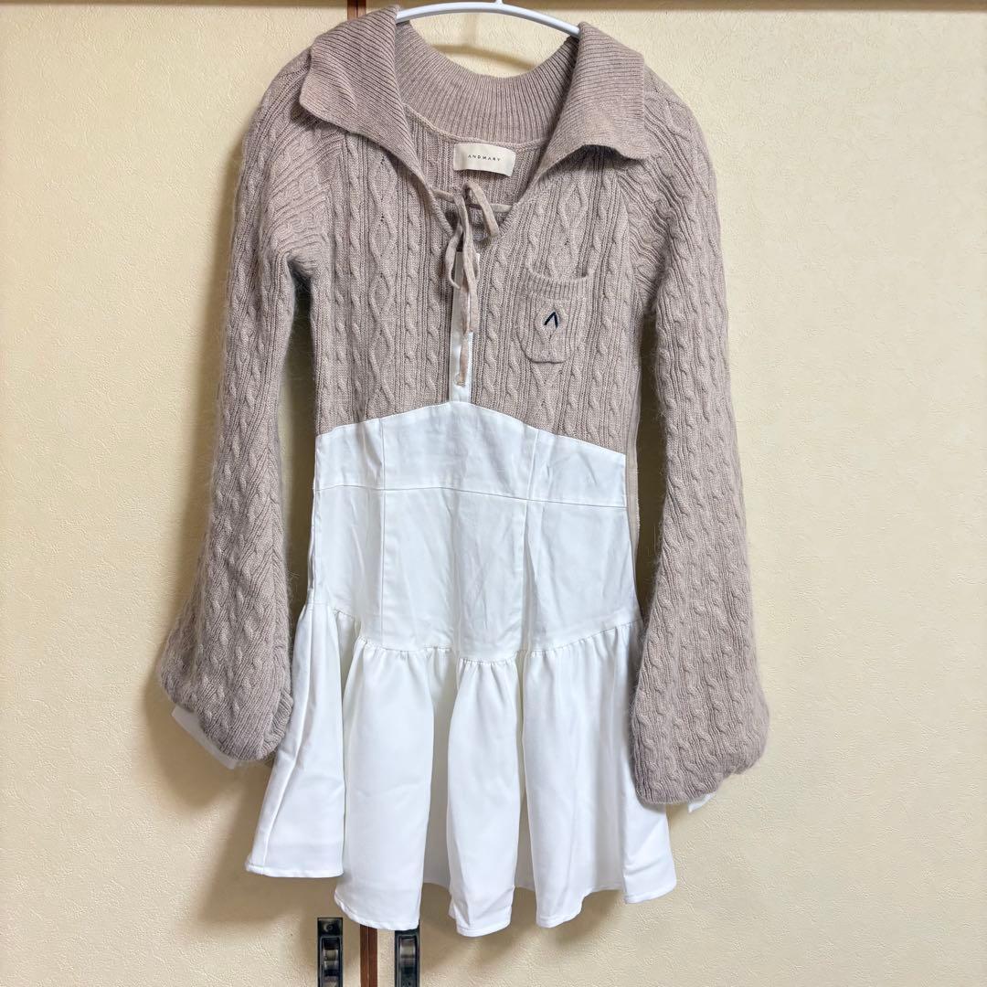 ワンピース andmary Tess blouse mini dress beige