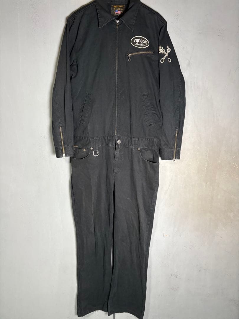 VANSON JACKLOSE つなぎ　オールインワン　刺繍　ドクロ