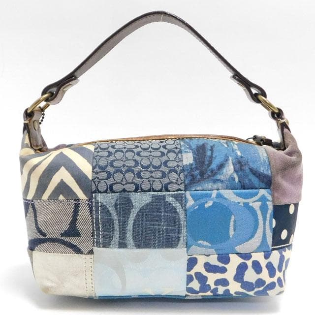 COACH コーチ ミニハンドバッグ パッチワーク デニム 青 F40530