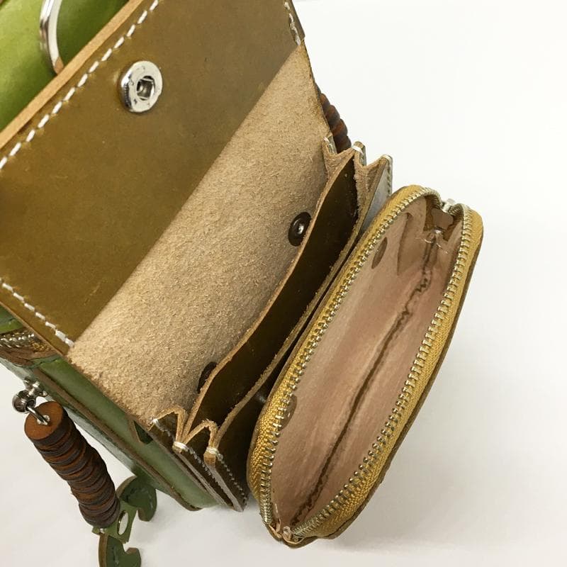 【本革】スマホショルダーバッグ レザーポーチ ウォレット お財布 ハンドメイド