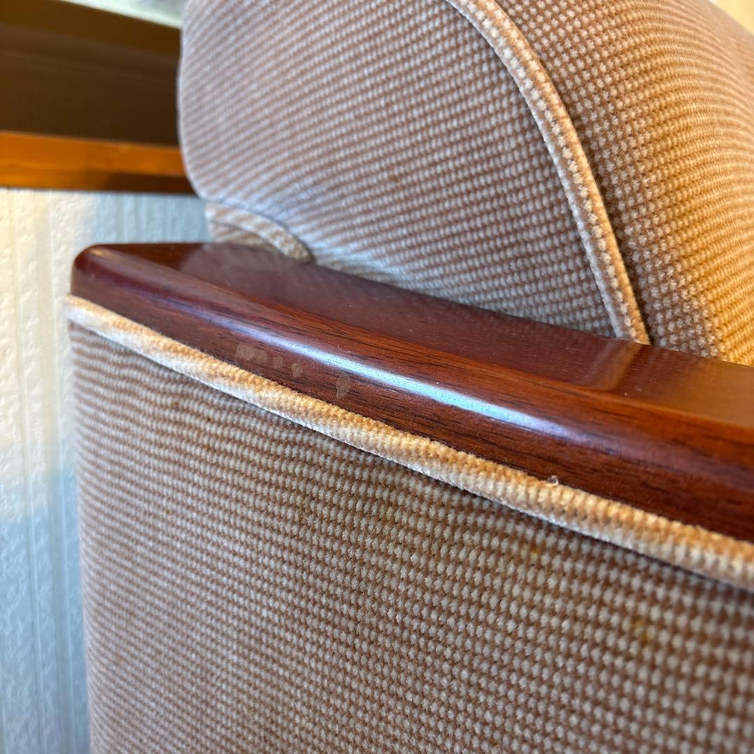 ①美品！昭和レトロ マルニ木工1人掛けソファ ビンテージ オールド コーデュロイ