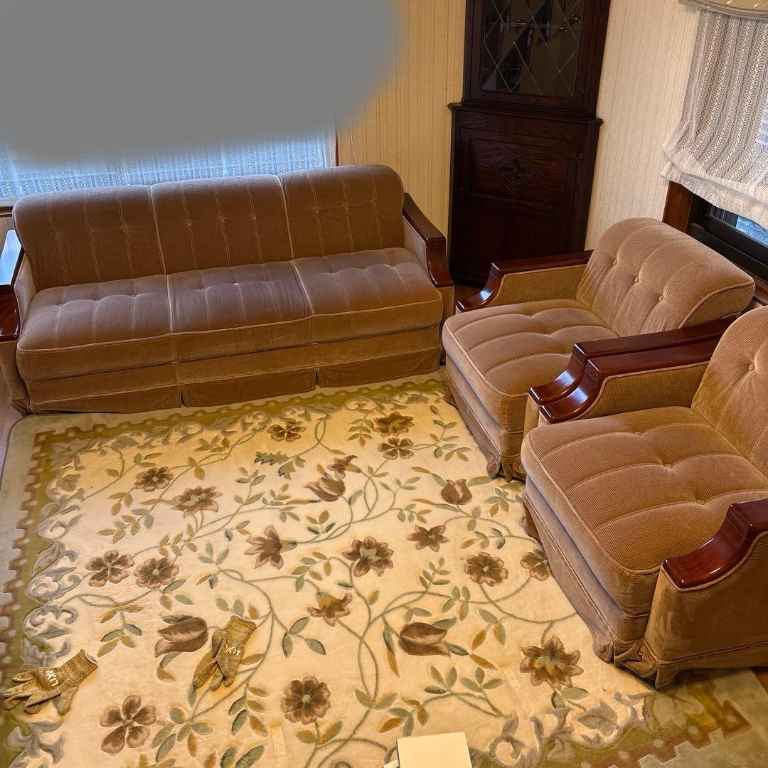 ①美品！昭和レトロ マルニ木工1人掛けソファ ビンテージ オールド コーデュロイ