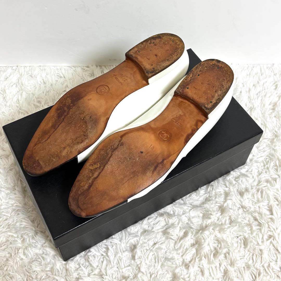 【希少】CHANEL ココマーク フラットシューズ レザー バイカラー 24.5