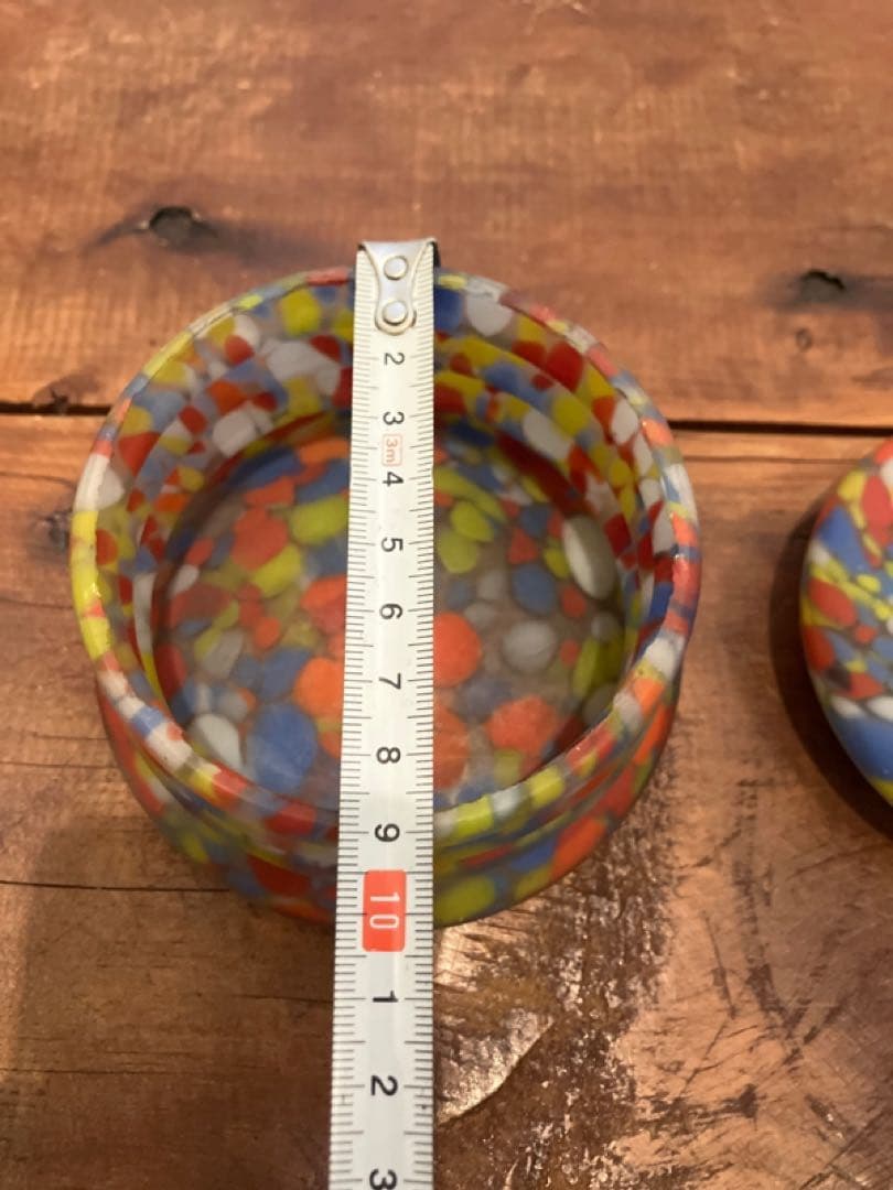 魅惑のマーブル模様の蓋物練りガラス器◇レトロガラス◇アンティークガラス◇古ガラス