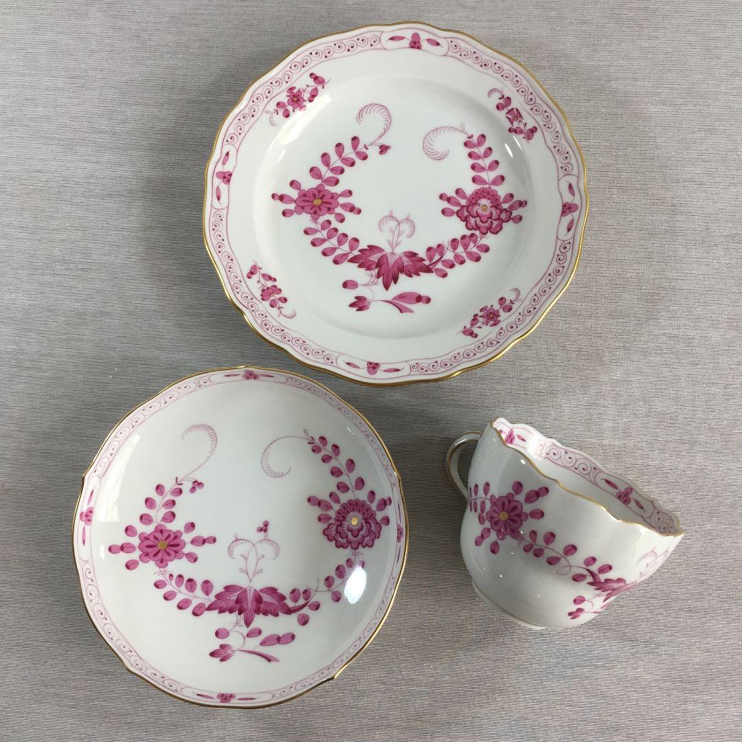 マイセン  インディアンミドルピンク 3点セット 美品 アンティーク