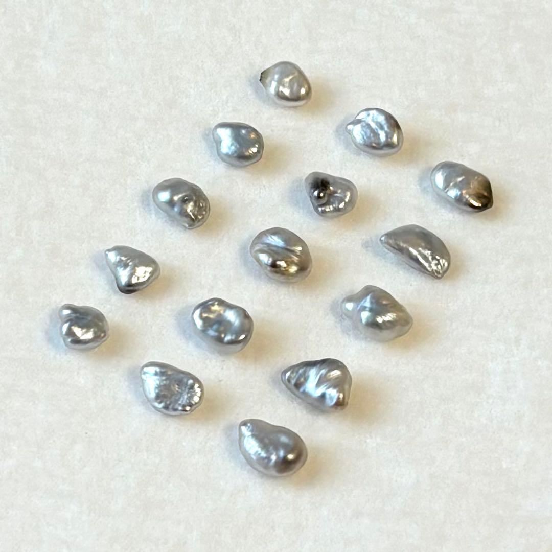 パール　ルース　南洋真珠　黒蝶ケシ　６mm 変形フラット １５pcs