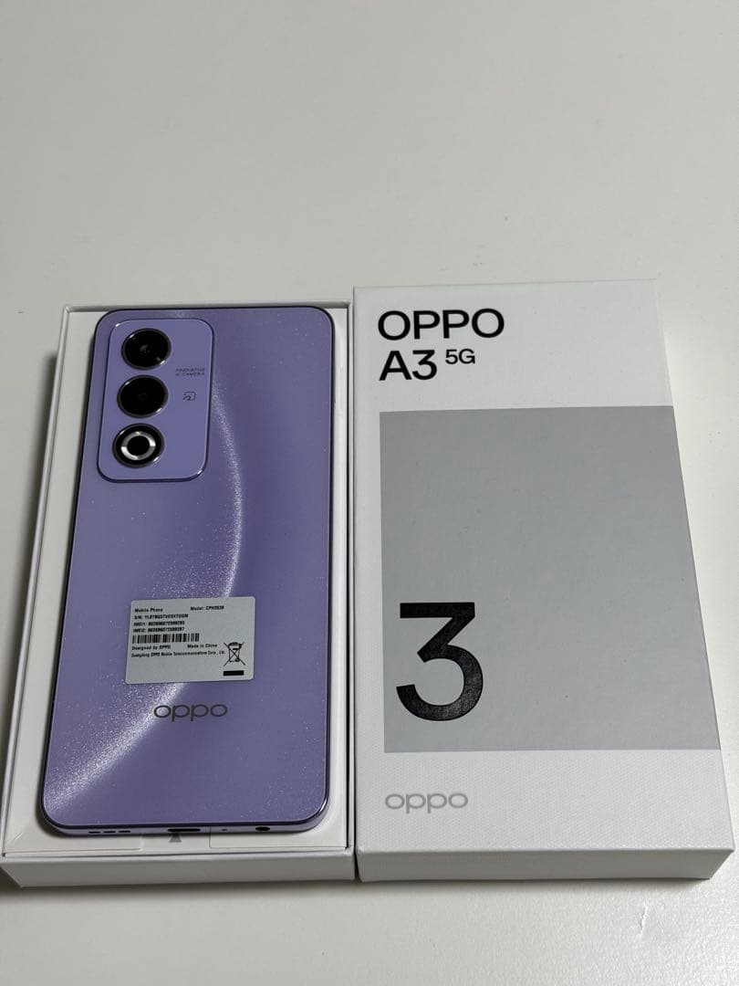 OPPO A3 5G ほぼ新品 開通テストのみ SIMフリー