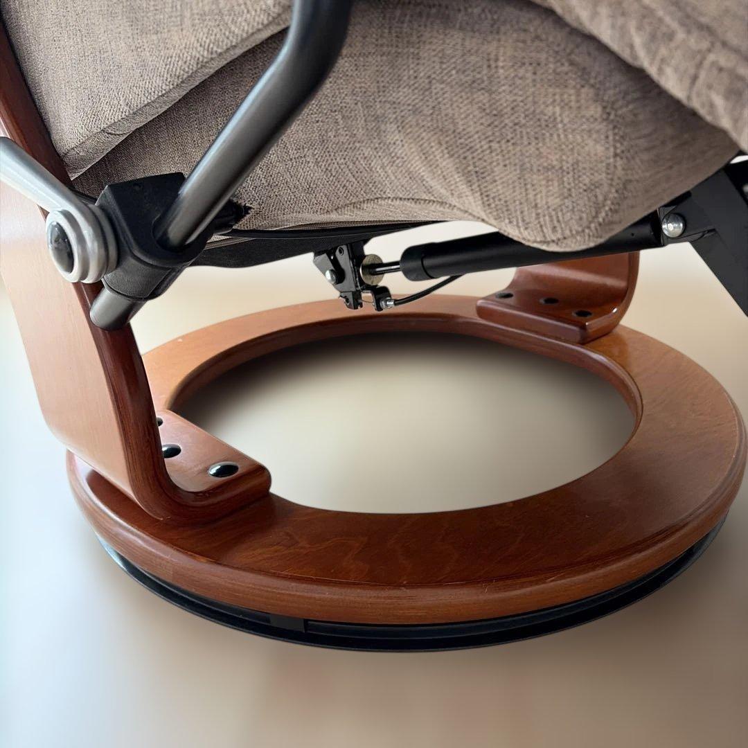 リクライニング一人ソファー フットレスト付ブラウン茶色オットマンパーソナルチェア