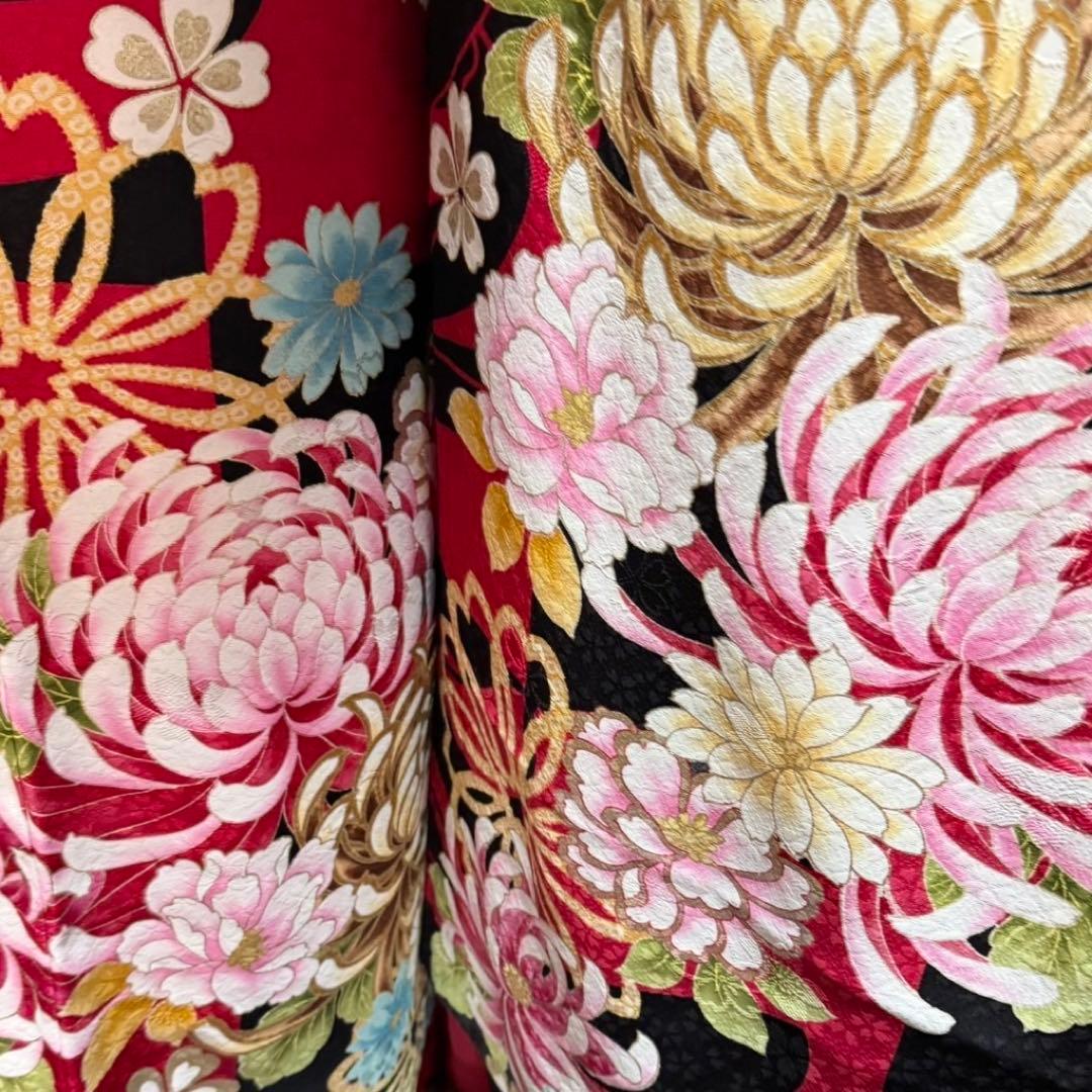 美品　レトロ　山本寛斎　落款　乱菊　パール加工　逸品　フルセット　振袖　振り袖