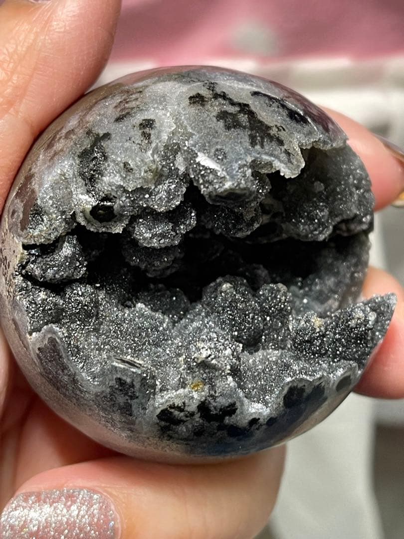 希少 アメジストクラスター　笑口　原石台座付き　 ブラジル産　綺麗 53.6ミリ