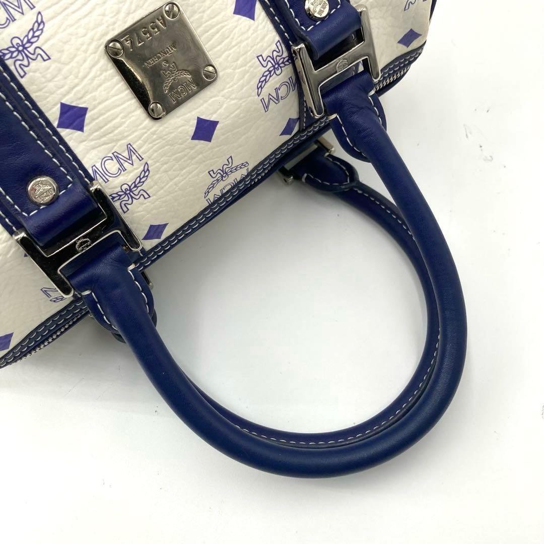 美品✨MCM エムシーエム ヴィセトス 2way ミニボストン ネイビー 白