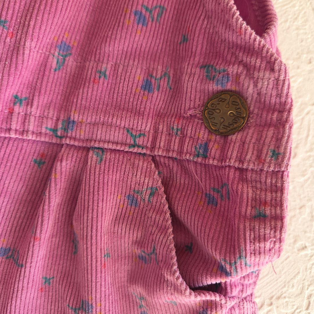 OshKosh☆ 花柄コーデュロイオーバーオール 18М　80年代　USA製　紫