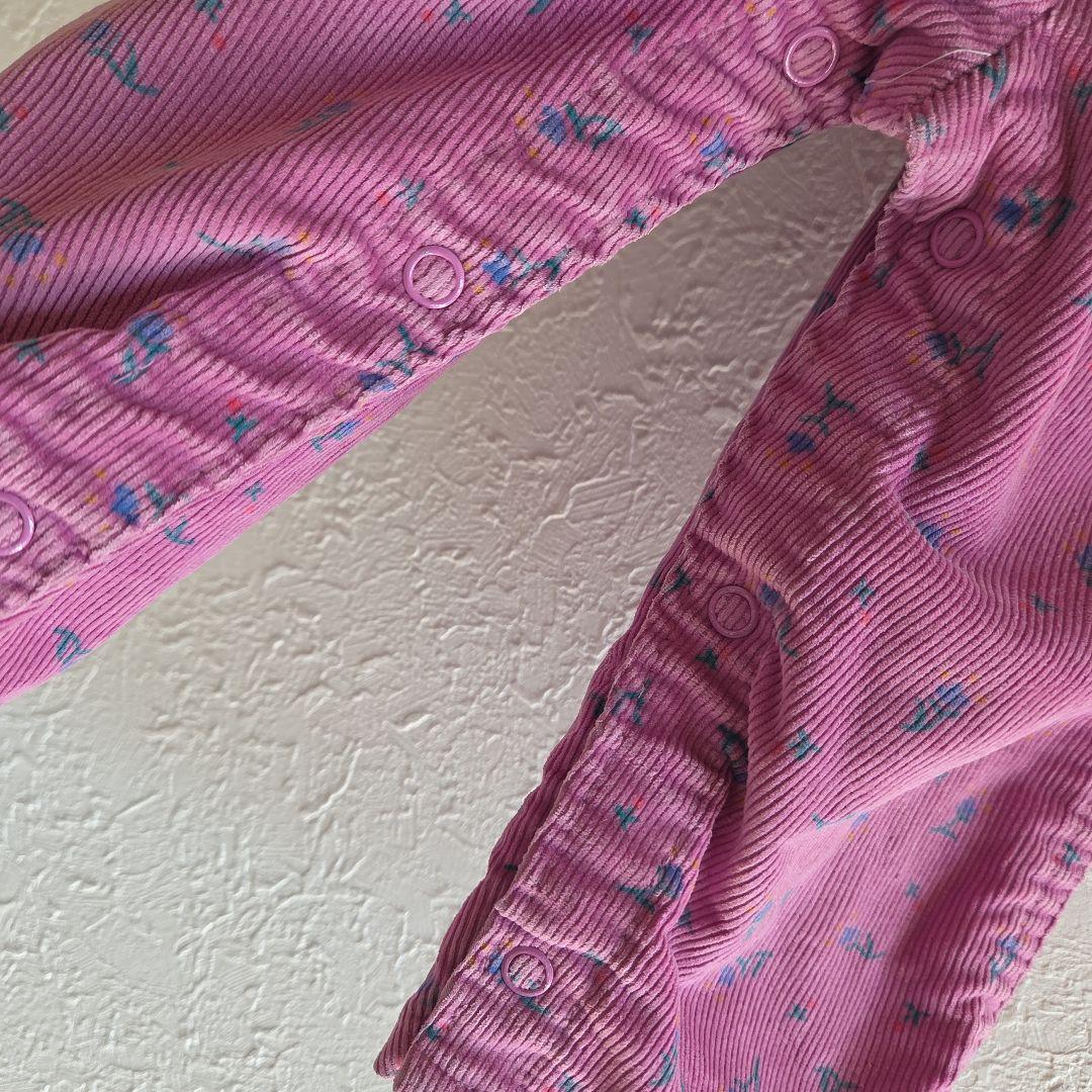 OshKosh☆ 花柄コーデュロイオーバーオール 18М　80年代　USA製　紫