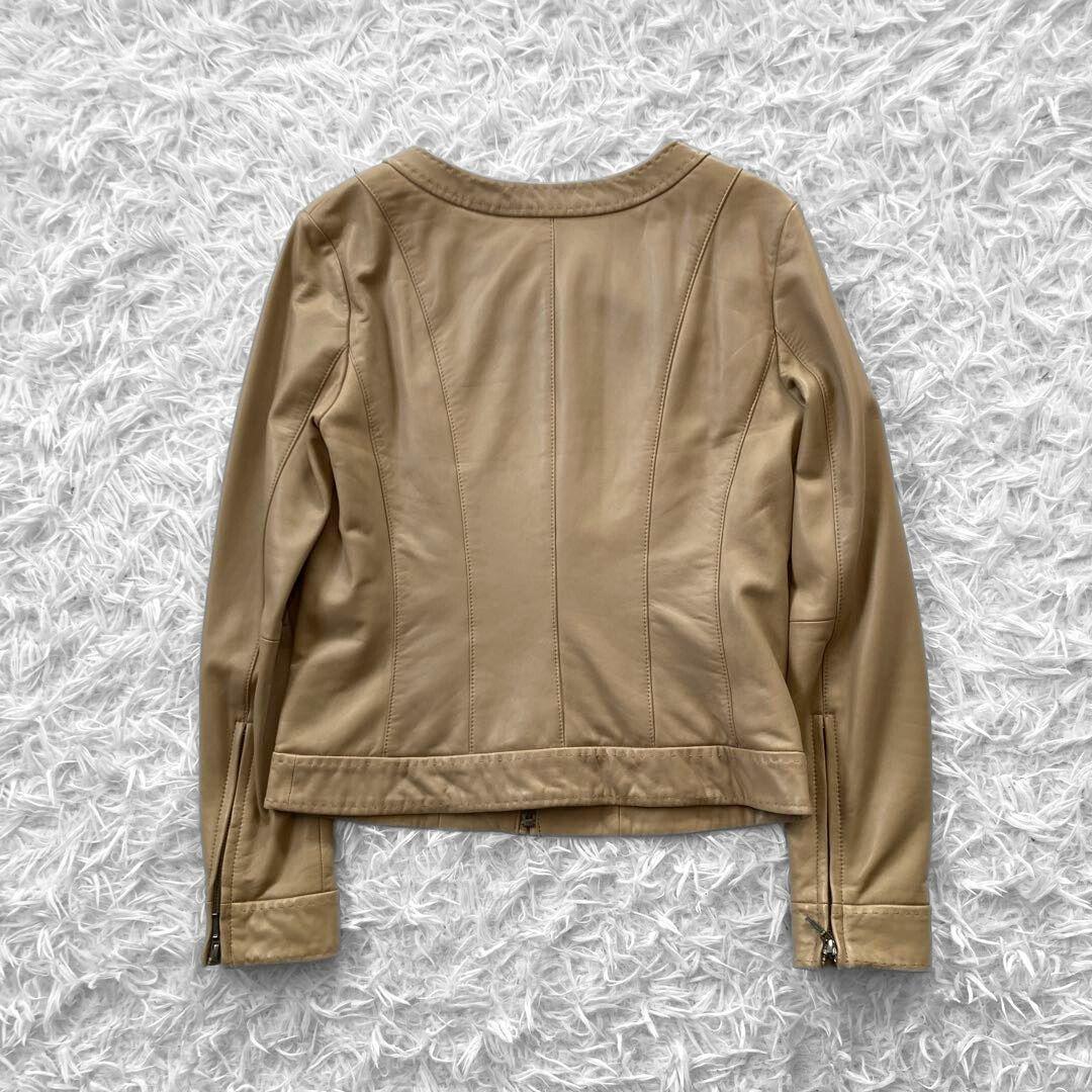 ちか様 UNTITLED ラム レザー ノーカラー ジャケット L ベージュ
