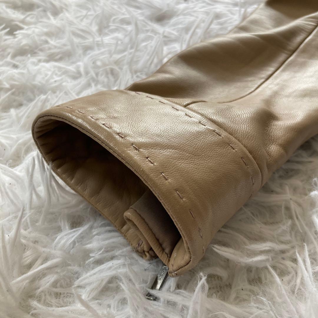 ちか様 UNTITLED ラム レザー ノーカラー ジャケット L ベージュ