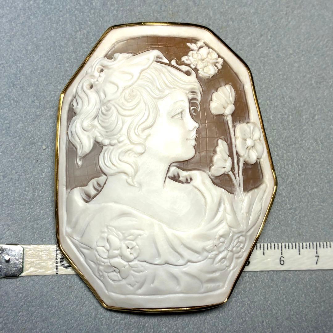 K18 シェルカメオ ペンダントブローチ