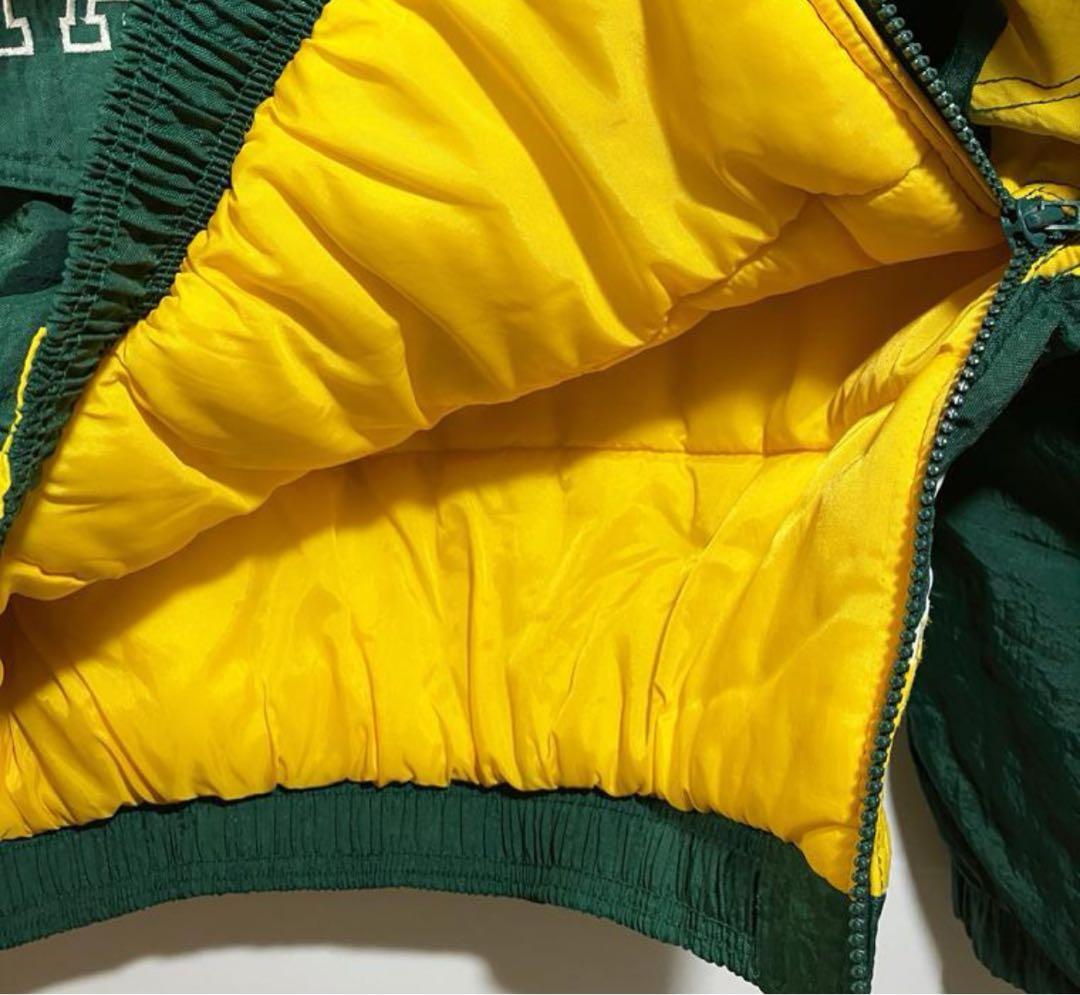 NFLグリーンベイパッカーズ90s刺繍ロゴ中綿ハーフジップナイロンジャケットXL