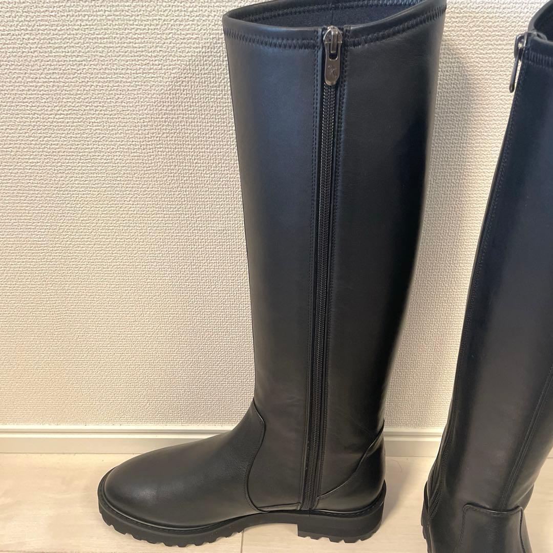 【未使用】銀座かねまつ　ロングブーツ　ブラック　24cm 晴雨兼用