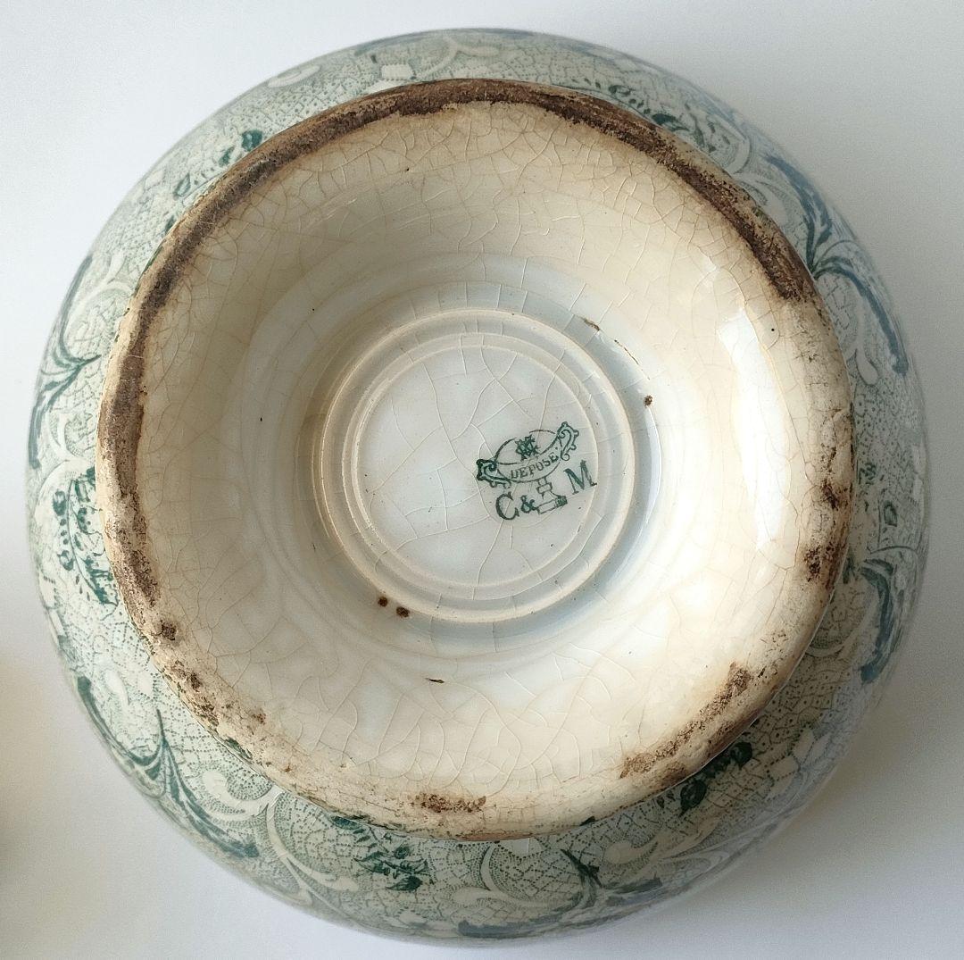 希少　美品　クレイユモントロー　鈴蘭　ボウル　フランスアンティーク