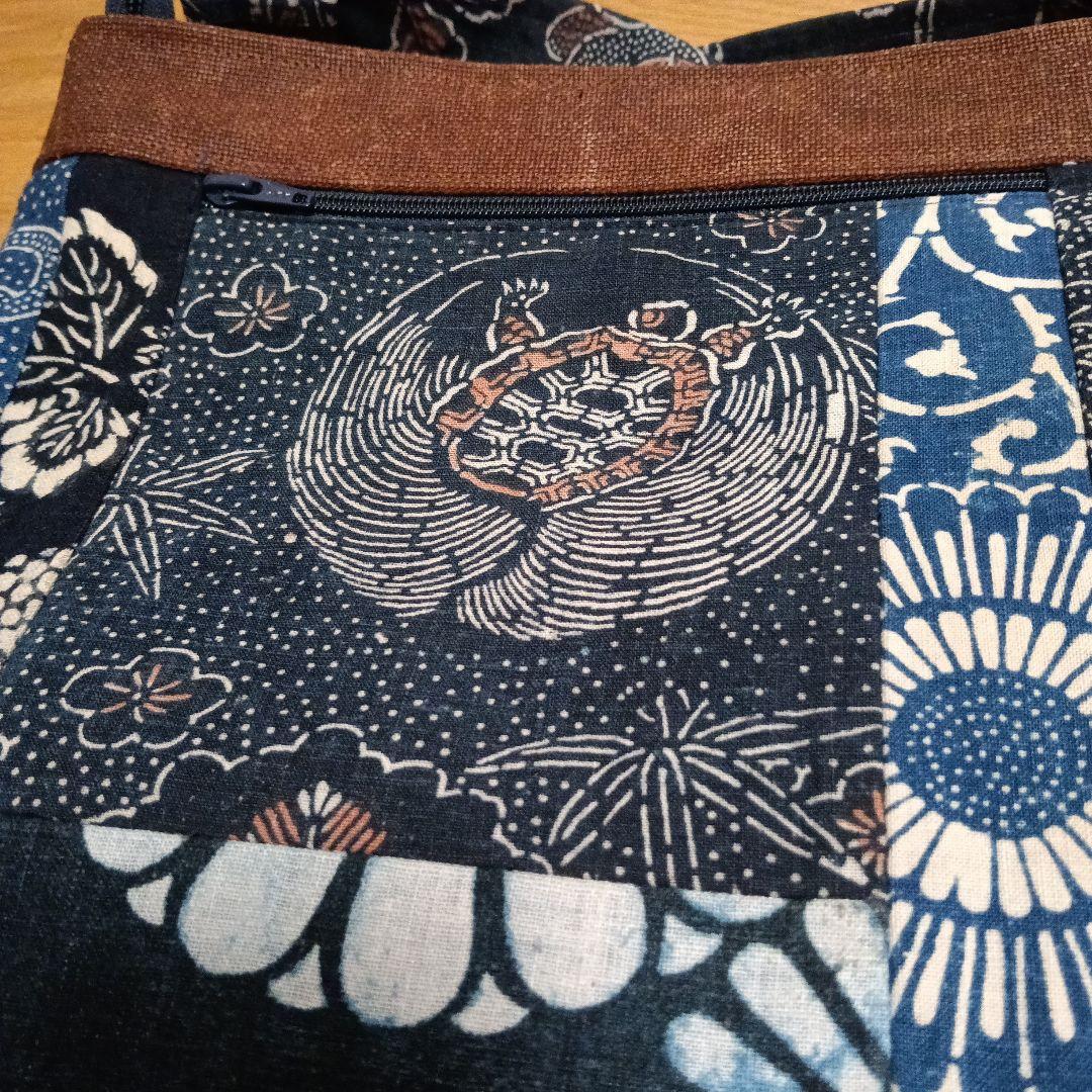 古布型染と酒袋のショルダーバッグ　ハンドメイド