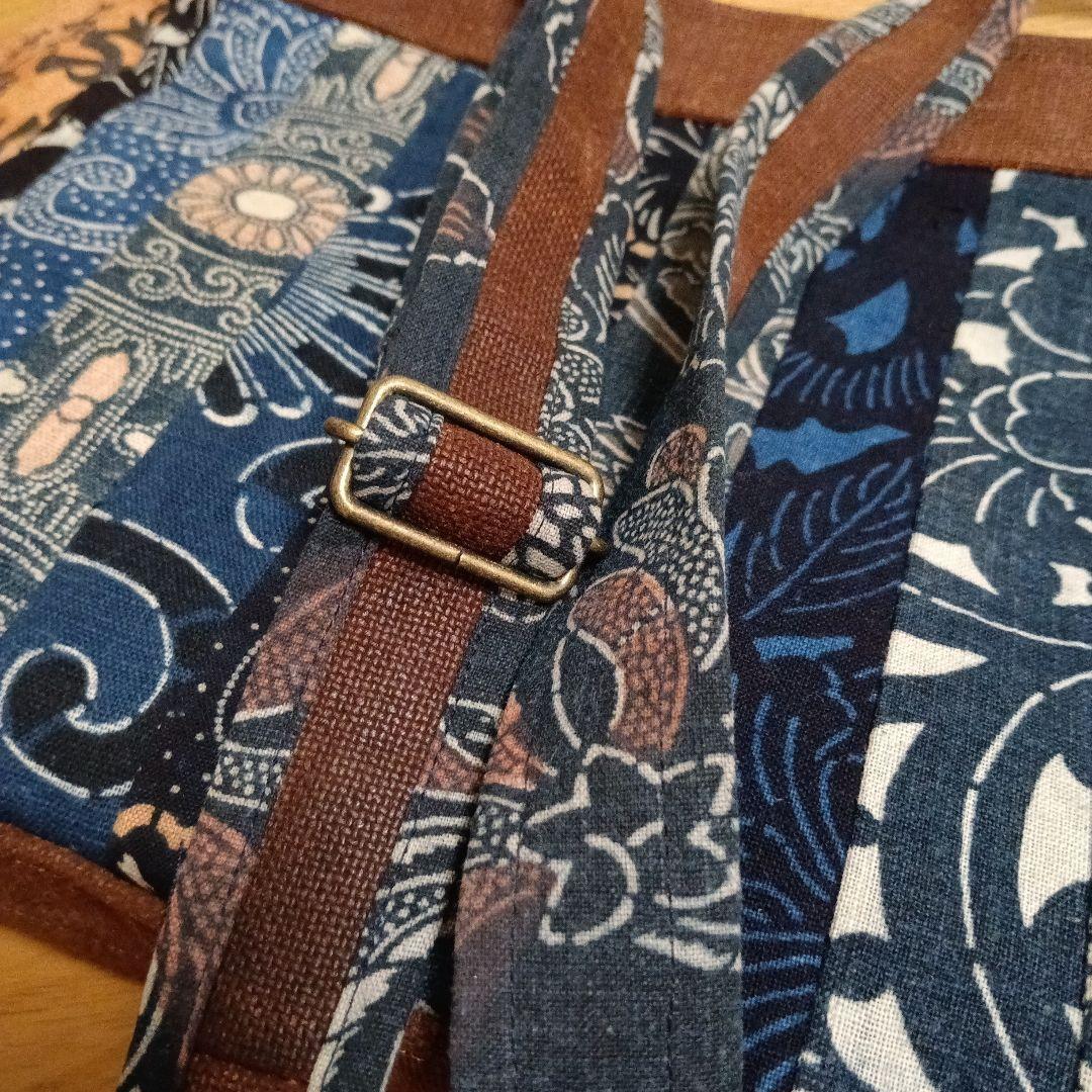 古布型染と酒袋のショルダーバッグ　ハンドメイド
