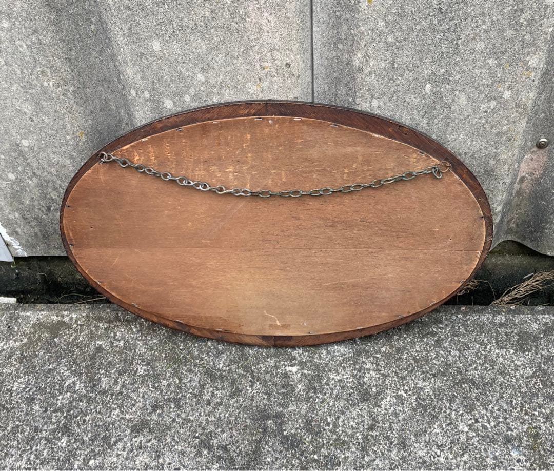 ビンテージ/イタリア製/木製/ミラー/壁掛けミラー/ウォールミラー/鏡/什器/②