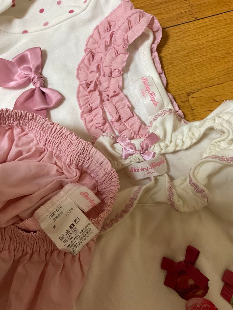 シャーリーテンプル　マカロン　リボン　Tシャツ スカートセット120 110